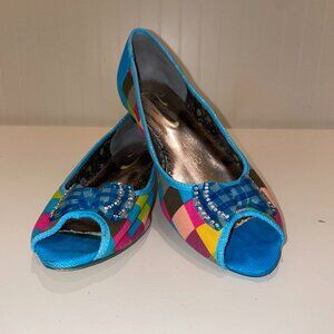 Poetic Licence Women’s Danty Doll Peep Toe Flats | Size 8.5 | Rhinestone & Color